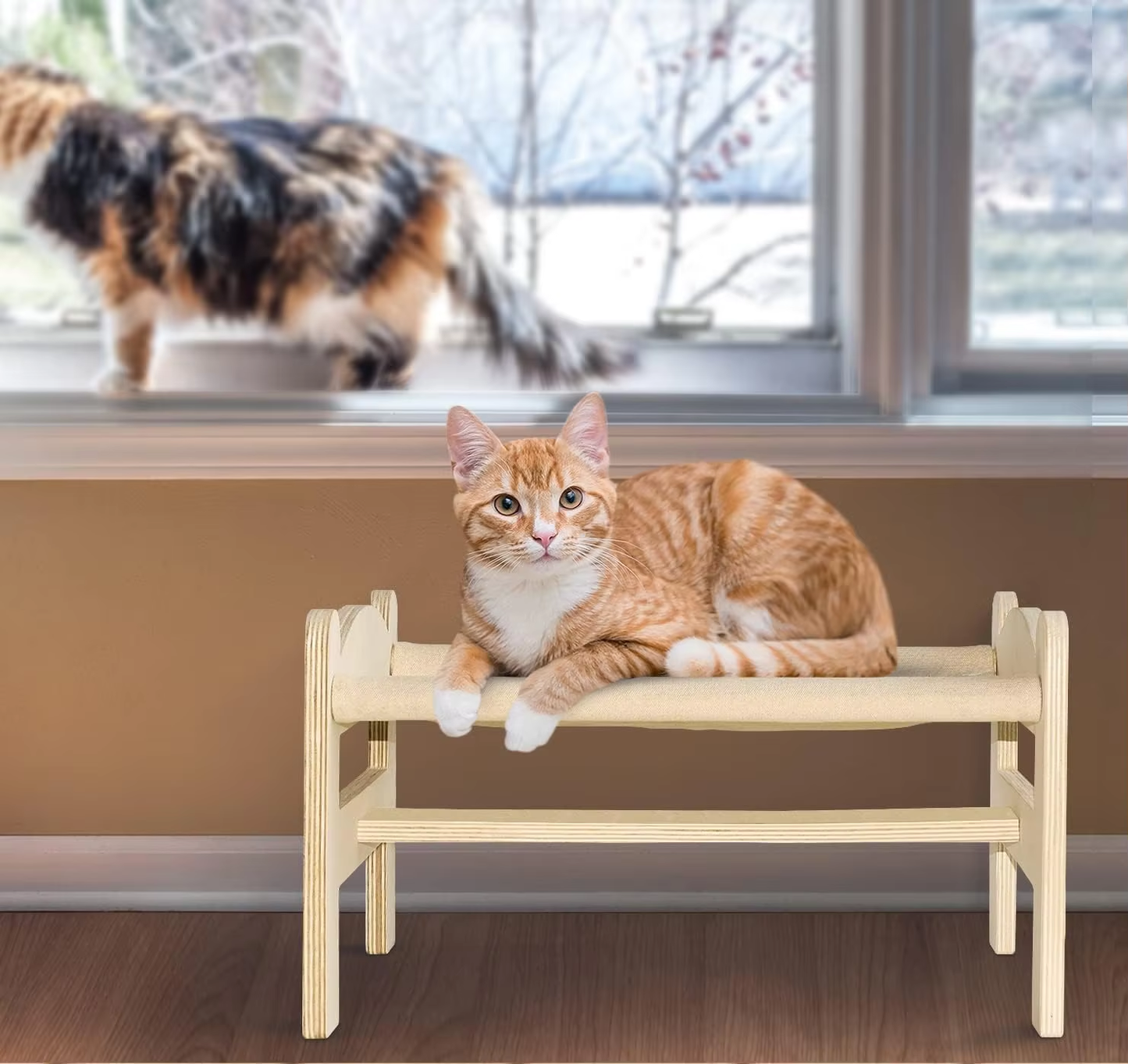 Wooden Cat Bed OEM | 18in Raised Velvet Pet Sofa | Puppy Bunny Custom