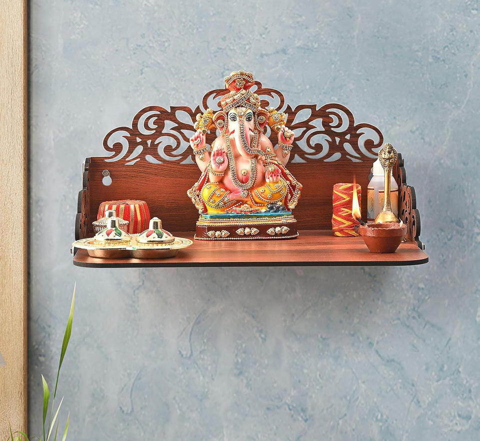 Wooden puja mandir wall temple packaging