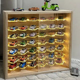 1/64 Mini Cars Display Case with Lighted 7 Tiers Wall Mounted Display Box - Door Storage for 42 Diecast Toy Cars