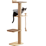 Wood Cat Tree OEM | 50in Wall Hanging | Rubberwood Cat Scratching Beds Custom