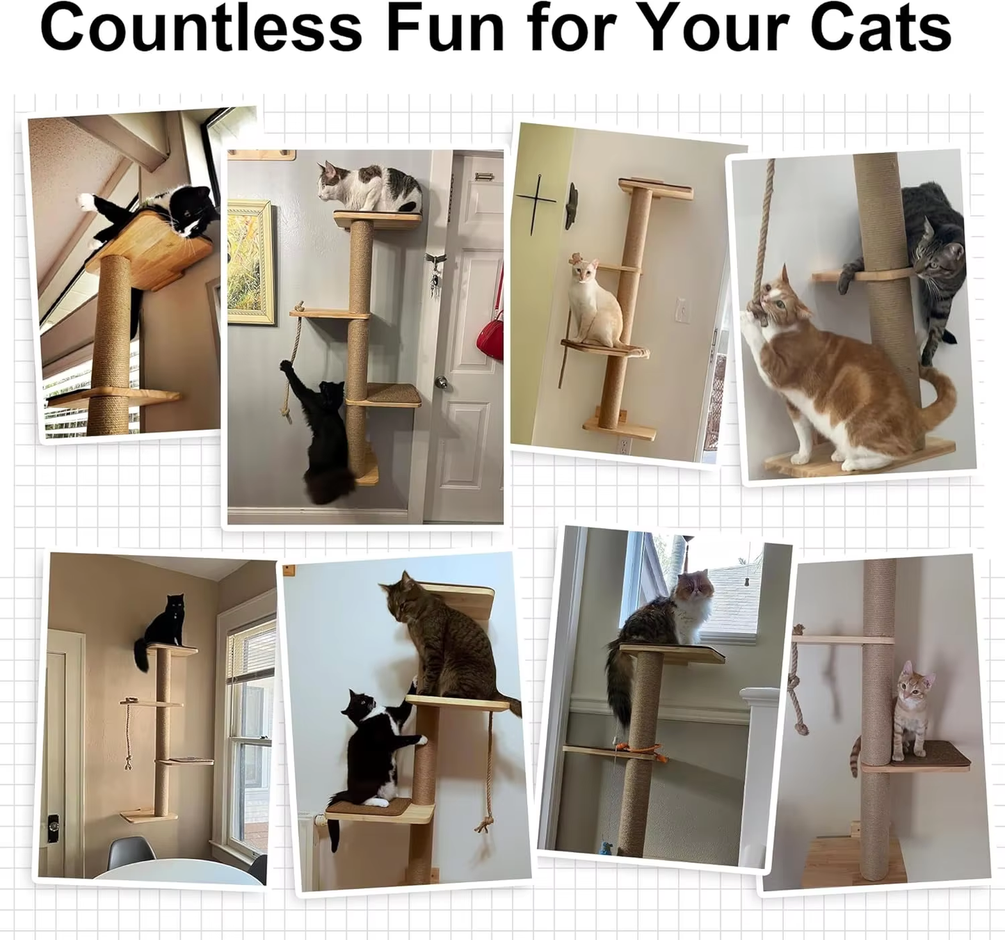 Wood Cat Tree OEM | 50in Wall Hanging | Rubberwood Cat Scratching Beds Custom