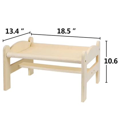 Wooden Cat Bed OEM | 18in Raised Velvet Pet Sofa | Puppy Bunny Custom