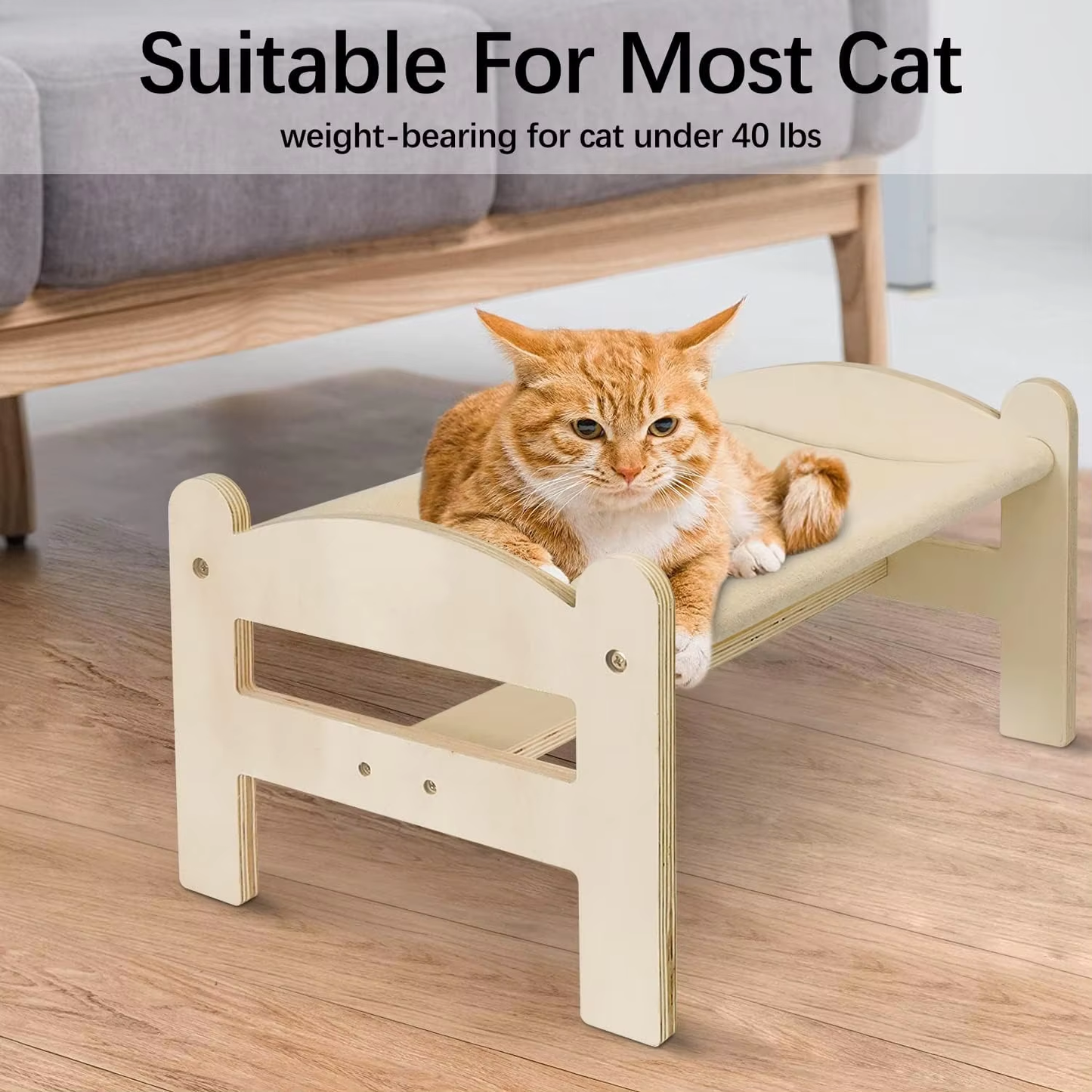Wooden Cat Bed OEM | 18in Raised Velvet Pet Sofa | Puppy Bunny Custom