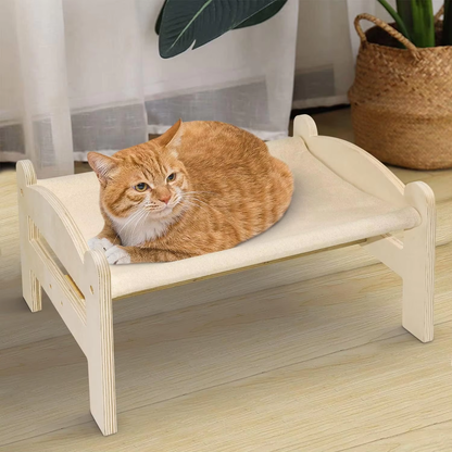 Wooden Cat Bed OEM | 18in Raised Velvet Pet Sofa | Puppy Bunny Custom