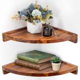 Acacia Wood Floating Shelves OEM | Rounded Corner Wall Mount | Space-Saving Custom