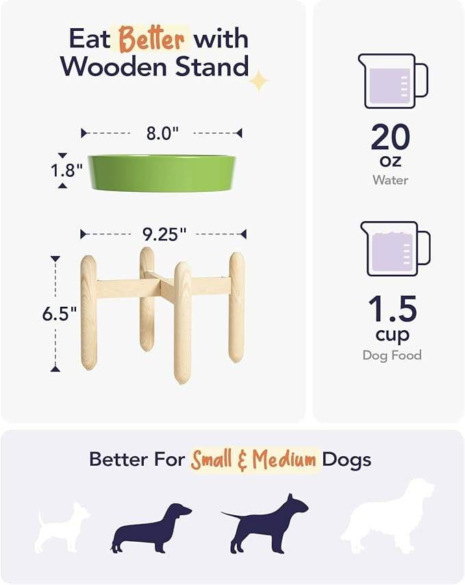 Wooden Dog Bowl Stand OEM | Elevated Ceramic Slow Feeder | Anti-Gulping Custom