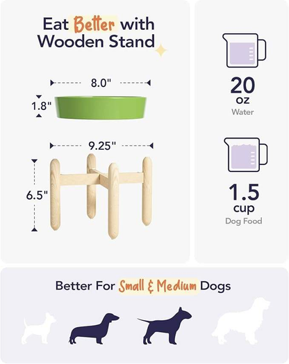 Wooden Dog Bowl Stand OEM | Elevated Ceramic Slow Feeder | Anti-Gulping Custom