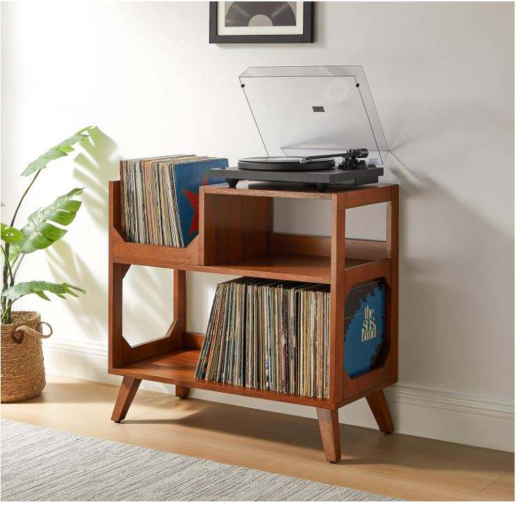 Solid Wood Record Player Stand OEM | Mid-Century Media Console | Vinyl Storage Custom