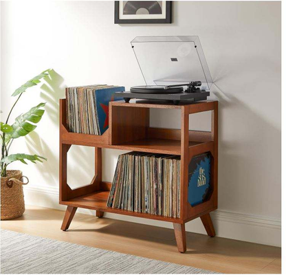 Solid Wood Record Player Stand OEM | Mid-Century Media Console | Vinyl Storage Custom