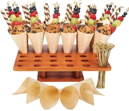 Wooden Ice Cream Cone Holder OEM | Buffet Display Stand | Custom Wholesale