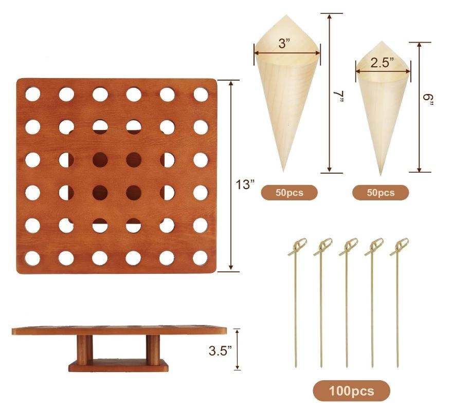 Wooden Ice Cream Cone Holder OEM | Buffet Display Stand | Custom Wholesale