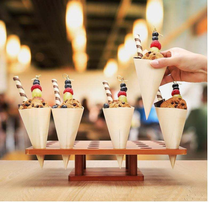 Wooden Ice Cream Cone Holder OEM | Buffet Display Stand | Custom Wholesale