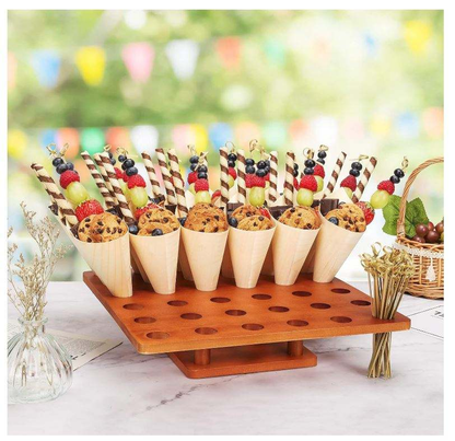Wooden Ice Cream Cone Holder OEM | Buffet Display Stand | Custom Wholesale