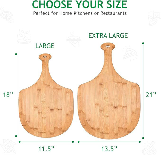 Bamboo Pizza Paddle, Wooden Pizza Paddle for Baking, Fruits, and Vegetables | with Handle, Household Wooden Pizza Paddle
