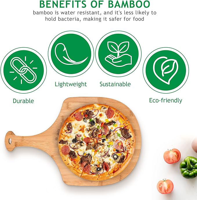 Bamboo Pizza Paddle OEM | Wooden Pizza Peel with Handle | Baking & Serving Custom
