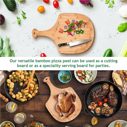 Bamboo Pizza Paddle OEM | Wooden Pizza Peel with Handle | Baking & Serving Custom