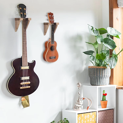 Wood Guitar Wall Hanger OEM | Solid Wood 2-Pack Wall Mounted Display Stand | Custom