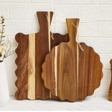 Acacia Wood Cutting Board OEM | 2pcs Scalloped Charcuterie Serving Tray | Custom
