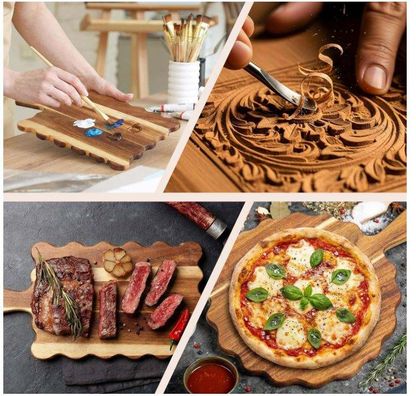 Acacia Wood Cutting Board OEM | 2pcs Scalloped Charcuterie Serving Tray | Custom