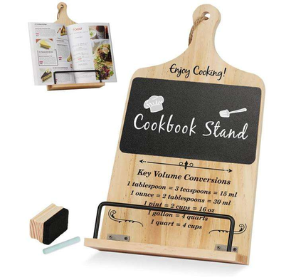 Wooden Cookbook Stand OEM | FSC Kitchen Counter with Chalkboard | Recipe Holder