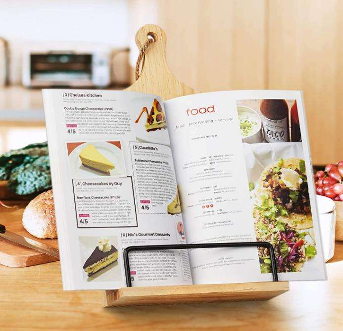 Wooden Cookbook Stand OEM | FSC Kitchen Counter with Chalkboard | Recipe Holder