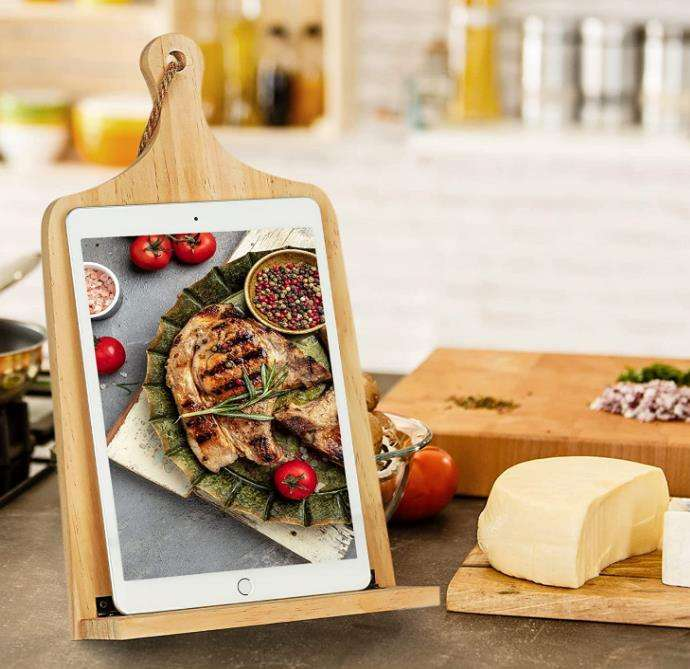 Wooden Cookbook Stand OEM | FSC Kitchen Counter with Chalkboard | Recipe Holder