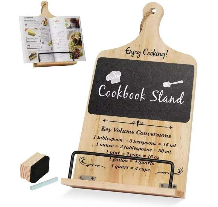 Wooden Cookbook Stand OEM | FSC Kitchen Counter with Chalkboard | Recipe Holder