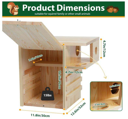 Wooden Squirrel House OEM | FSC Widened Outdoor Nesting Box | Platform Custom