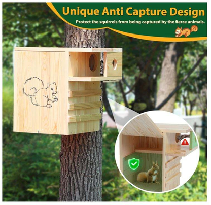 Wooden Squirrel House OEM | FSC Widened Outdoor Nesting Box | Platform Custom