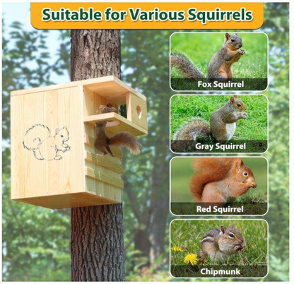 Wooden Squirrel House OEM | FSC Widened Outdoor Nesting Box | Platform Custom