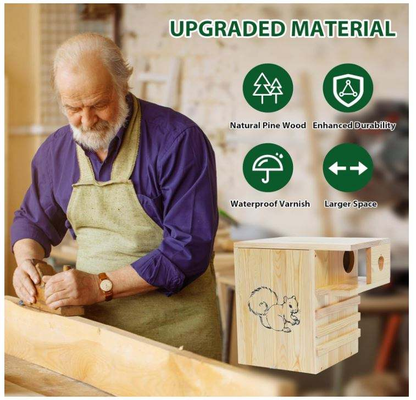 Wooden Squirrel House OEM | FSC Widened Outdoor Nesting Box | Platform Custom