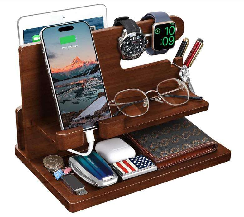 Wood Phone Docking Station OEM | FSC Nightstand Organizer | Charging Station Custom