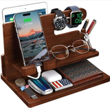 Wood Phone Docking Station OEM | FSC Nightstand Organizer | Charging Station Custom