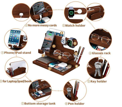 Wood Phone Docking Station OEM | FSC Nightstand Organizer | Charging Station Custom