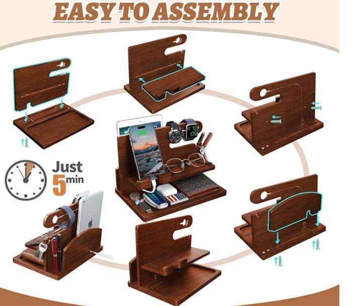 Wood Phone Docking Station OEM | FSC Nightstand Organizer | Charging Station Custom
