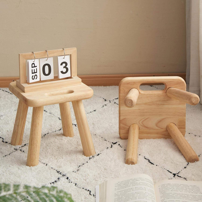 Rubber Wood Step Stool OEM | FSC Portable Kids Chair | Non-Slip Custom