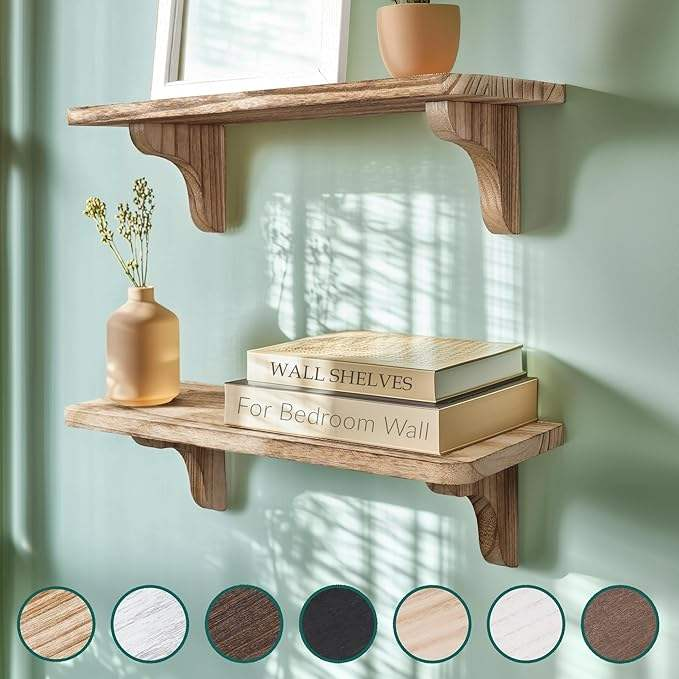 Solid Wood Floating Wall Shelves OEM | FSC 17in Set of 2 | Easy Install Custom