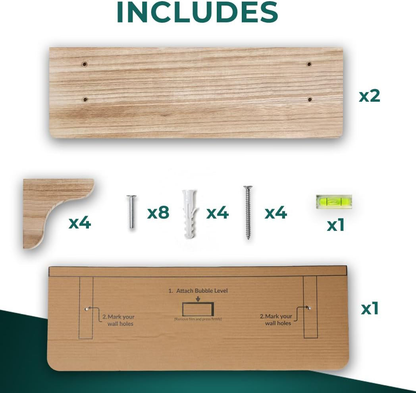 Solid Wood Floating Wall Shelves OEM | FSC 17in Set of 2 | Easy Install Custom