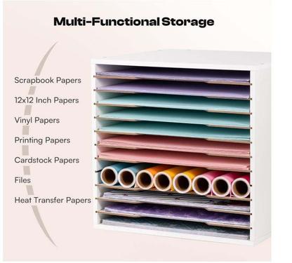 Pine Wood Paper Organizer OEM | FSC 12x12 12-Slot | Adjustable Shelves Custom