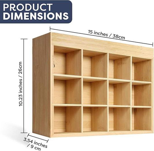 2-in-1 Bamboo Wall Rack for Tie Box Storage and Perfume Display Closet Accessories for Dressing Table Sorting Wall Mounted