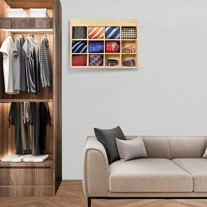 Bamboo Tie & Belt Organizer OEM | 2-in-1 Wall Rack Perfume Display | Closet Custom