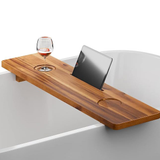 Acacia Wood Bathtub Tray OEM | 35in Luxury Bath Caddy Organizer | Anti-Tilt Custom