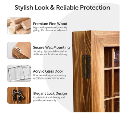 Wooden Shot Glass Display Case OEM | World Map 60-Slot Rustic | Acrylic Door Custom