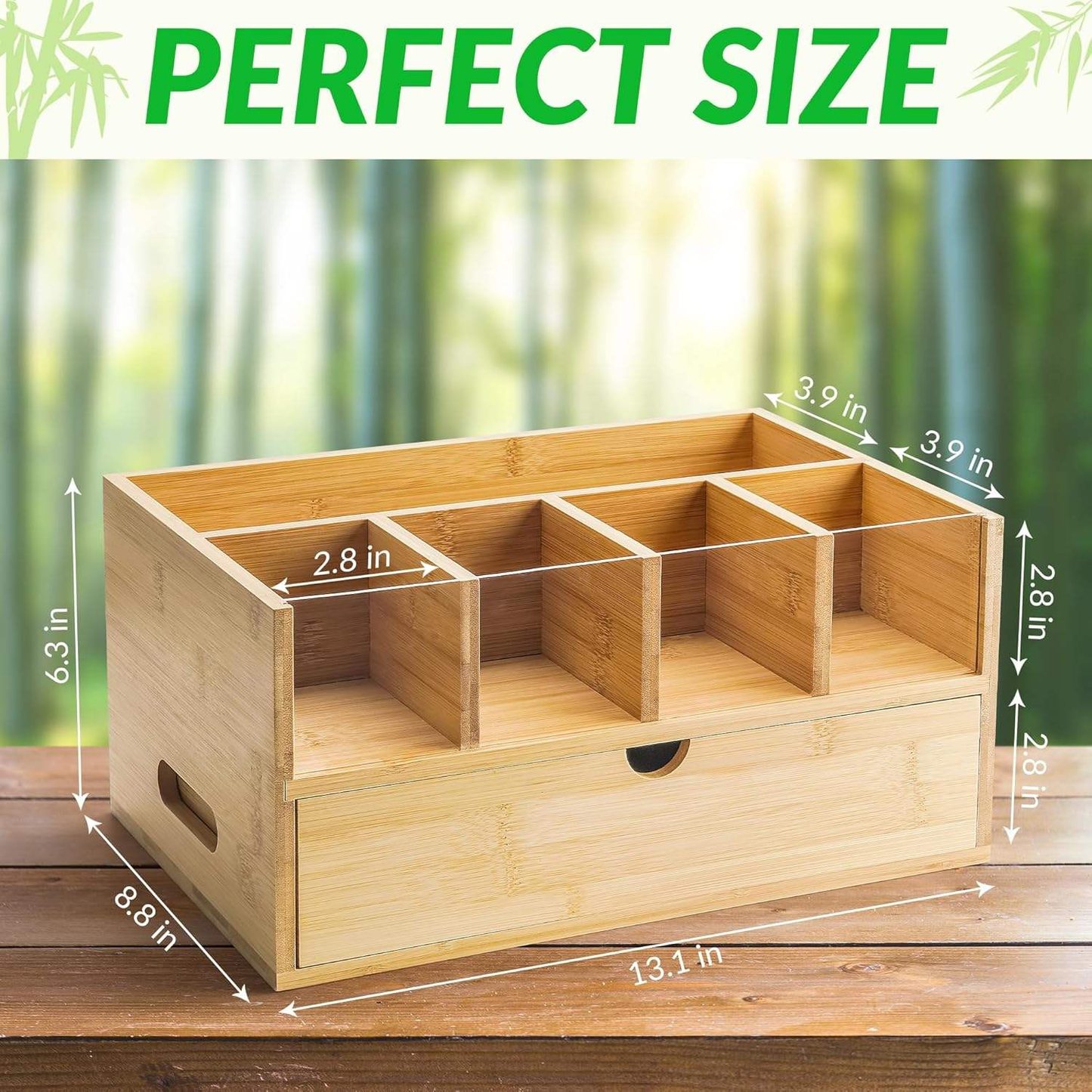 Bamboo Coffee Bar Organizer OEM | K-Cup Tea Station with Drawer | Kitchen Custom