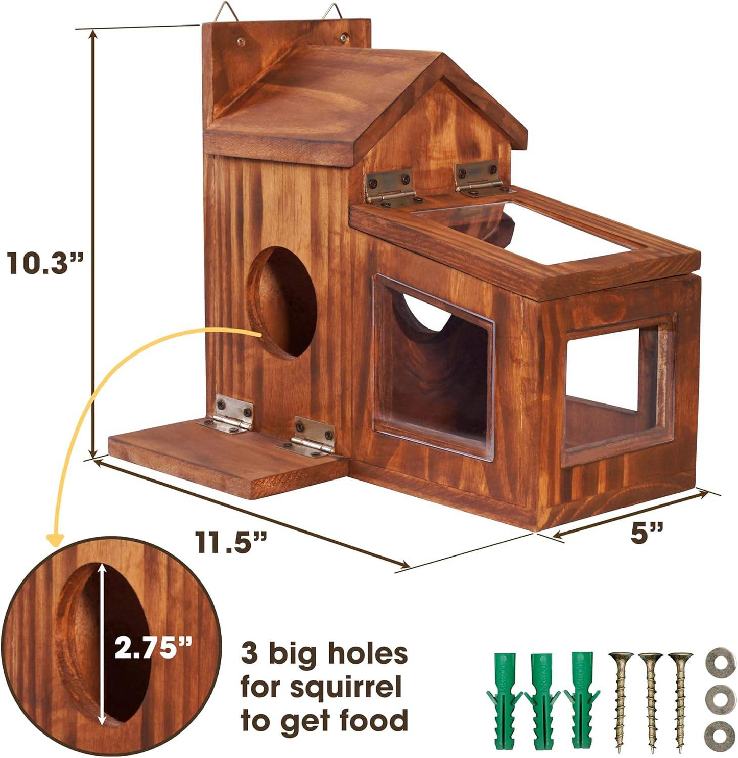 Wooden Squirrel Feeder OEM | Outdoor Corn & Peanut Box | Detachable Custom