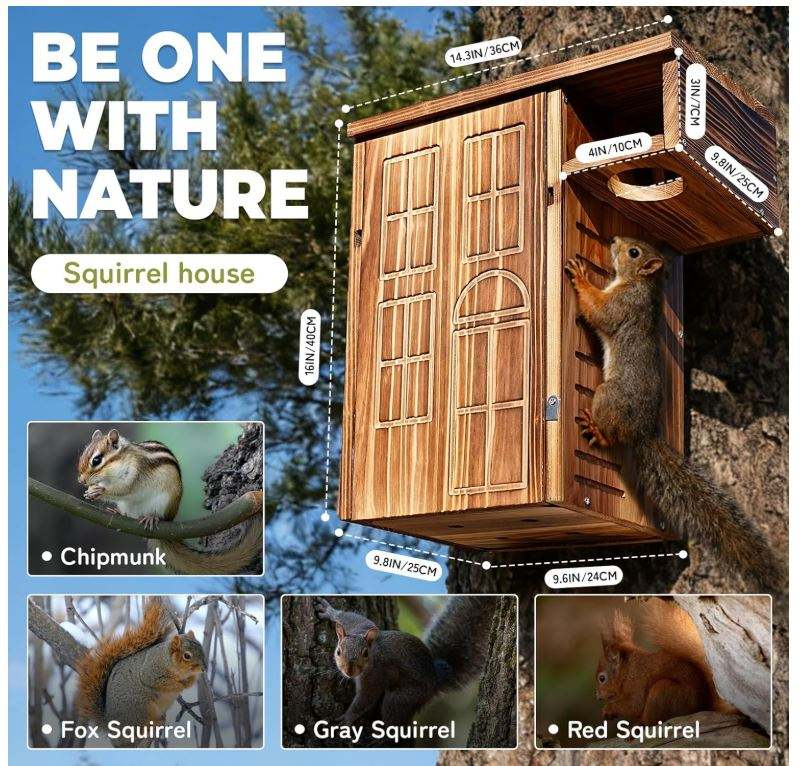 Wooden Squirrel House OEM | Large Outdoor Nesting Box with Platform | Custom