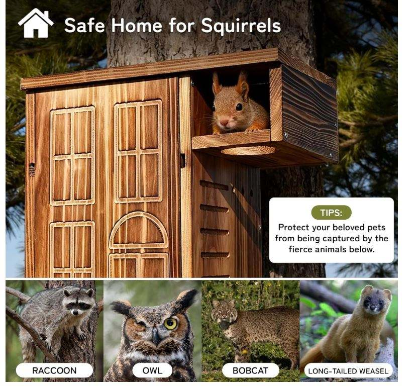 Wooden Squirrel House OEM | Large Outdoor Nesting Box with Platform | Custom