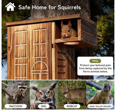 Wooden Squirrel House OEM | Large Outdoor Nesting Box with Platform | Custom