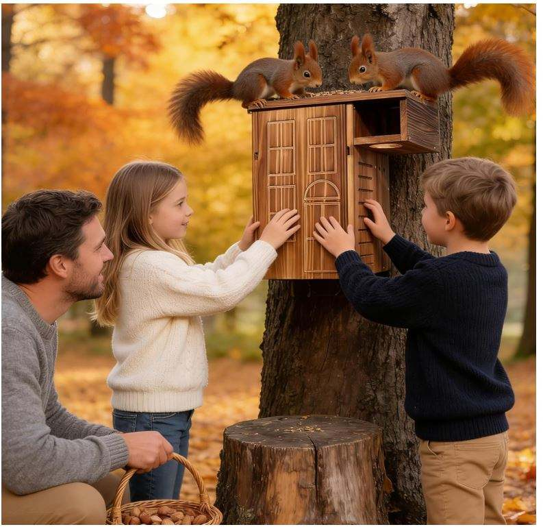 Wooden Squirrel House OEM | Large Outdoor Nesting Box with Platform | Custom