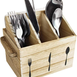 Wooden Utensil Holder OEM | Paulownia Silverware Caddy | Countertop Organizer Custom